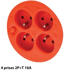 Enrouleur bricolage, 4 prises, 40 mètres, 3G1.5mm2, NF^Velamp Clearance