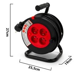 Enrouleur bricolage, 4 prises, 15 mètres, 3G1.5mm2, NF-Velamp Outlet