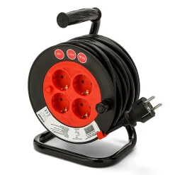 Enrouleur de câble DIY 4 prises Schuko standards, câble H05VV-F3G1.5MM2, 15M ,CE^Velamp Outlet