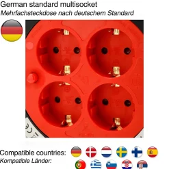 Enrouleur de câble DIY 4 prises Schuko standards, câble H05VV-F3G1.5MM2, 15M ,CE^Velamp Outlet