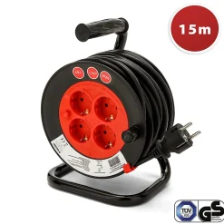Enrouleur de câble DIY 4 prises Schuko standards, câble H05VV-F3G1.5MM2, 15M ,CE^Velamp Outlet