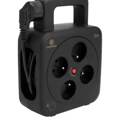 Enrouleur de câble électrique 4 prises 5m noir-Jacobsen Discount