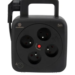 Enrouleur de câble électrique 4 prises 5m noir-Jacobsen Discount