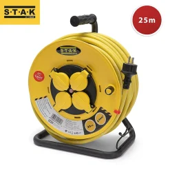 Enrouleur de chantier, 4 prises, 3G2.5, 25 mètres , NF, IP44. Platine fixe et guide cable^Velamp Online