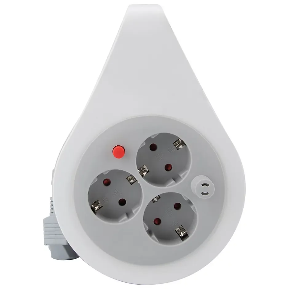 Enrouleur domestique Schuko 3 prises 7m - Gris --Zenitech New