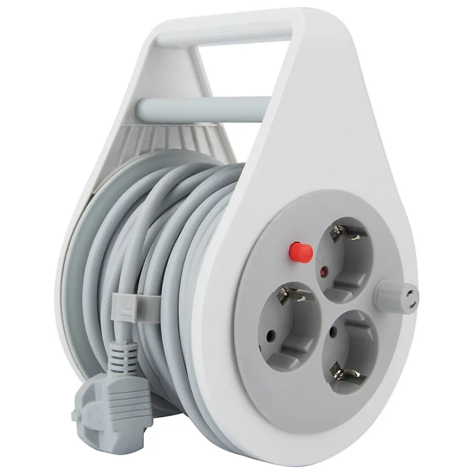 Enrouleur domestique Schuko 3 prises 7m - Gris --Zenitech New