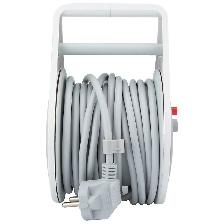 Enrouleur domestique Schuko 3 prises 7m - Gris --Zenitech New