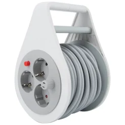 Enrouleur domestique Schuko 3 prises 7m - Gris --Zenitech New