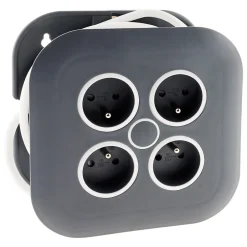 Enrouleur domestique 4x2P+T - 7m blanc-Zenitech Discount