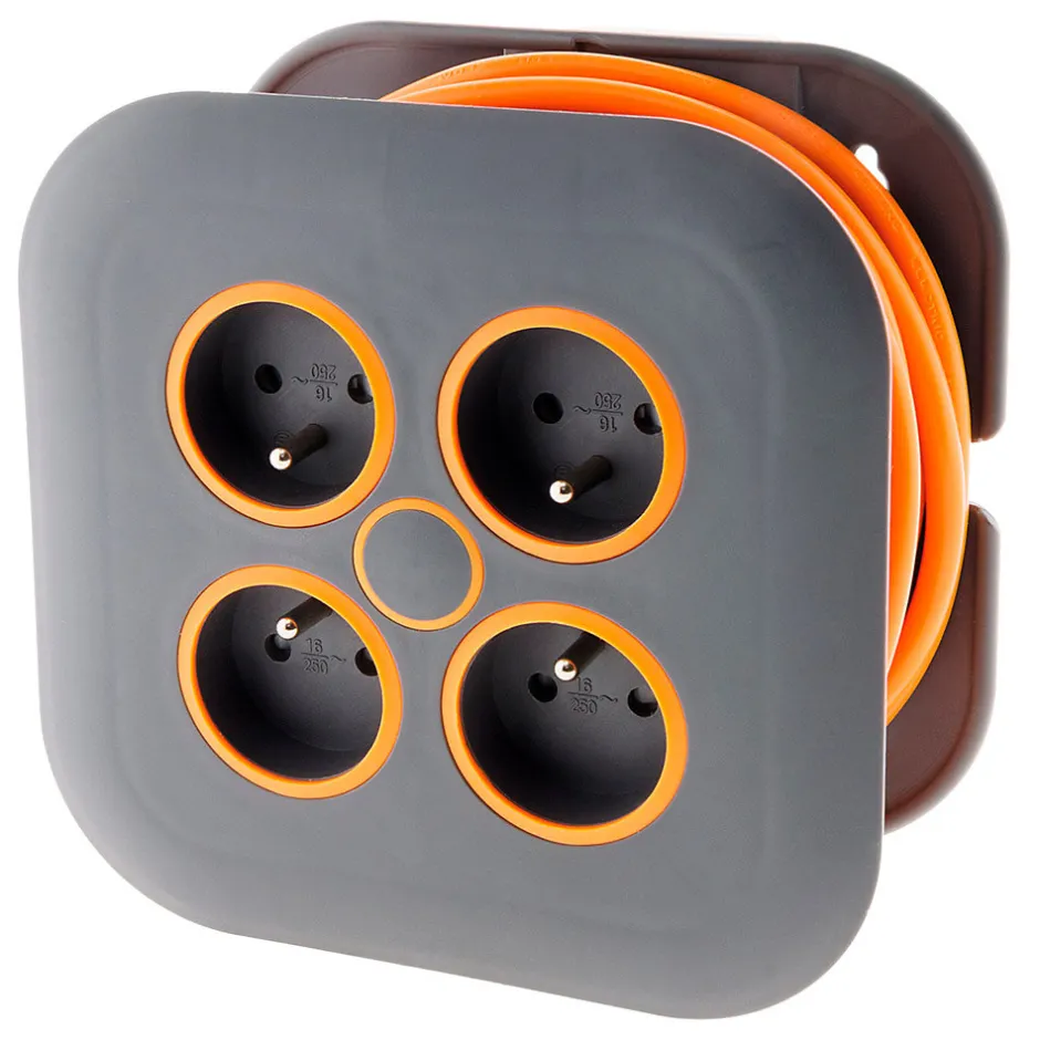 Enrouleur domestique 4x2P+T - 7m orange^Zenitech Best