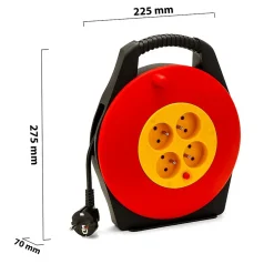 Enrouleur électrique domestique 10m, H05VV-F3G1.0MM2, 4 prises françaises 2P+T 16A, NF, CE-Velamp Outlet