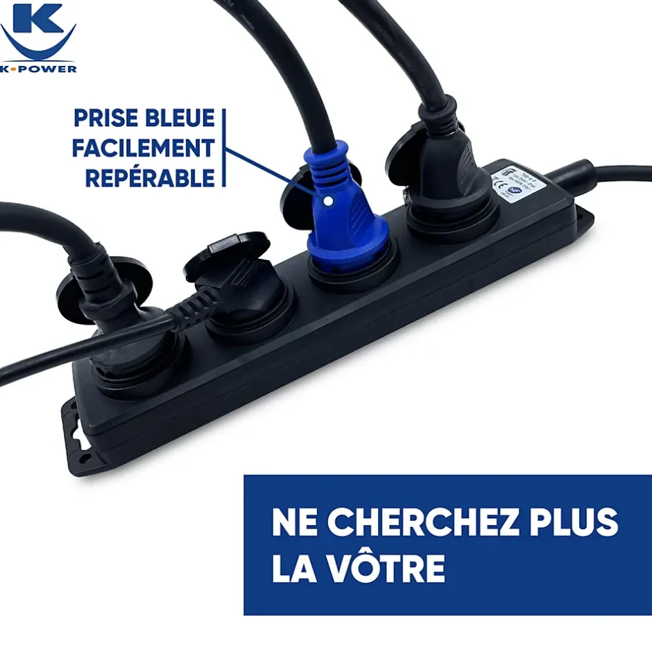 Enrouleur Pro 40M 3G2.5 IP44 avec 4 Prises à Clapet pour Usage Intensif en Intérieur & Extérieur^Keli France Discount