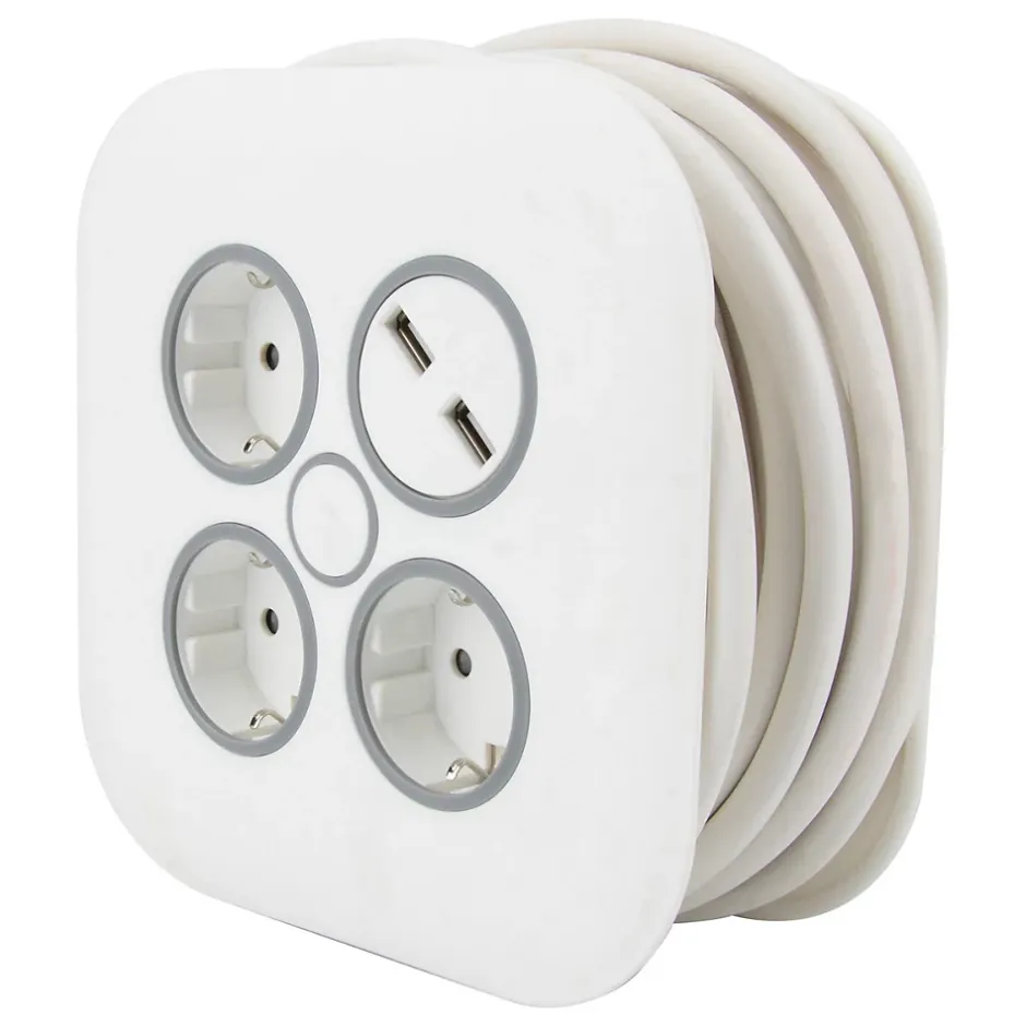 Enrouleur Schuko 3 prises + 2 USB 7m^Zenitech Outlet