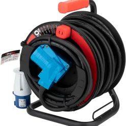 Enrouleur Schuko/CEE P17 20m - Noir/Bleu -^Protec Discount