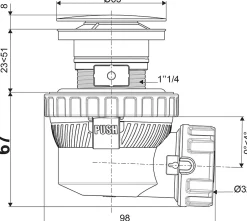 Ensemble bonde et siphon de lavabo Quick-Clac Nano 6.7 Sortie Ø32 mm - 1/4 de tour^Wirquin Best