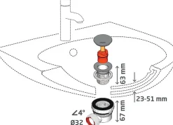 Ensemble bonde et siphon de lavabo Quick-Clac Nano 6.7 Sortie Ø32 mm - 1/4 de tour^Wirquin Best