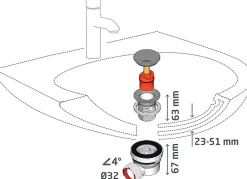 Ensemble bonde et siphon de lavabo Nano 6.7 Sortie Ø32 mm - 1/4 de tour^Wirquin Hot