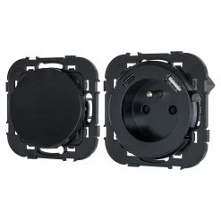 Ensemble double interrupteur + 1 prise avec terre affleurante + 1 prise USB-A+C Espen noir composable^Jacobsen Clearance