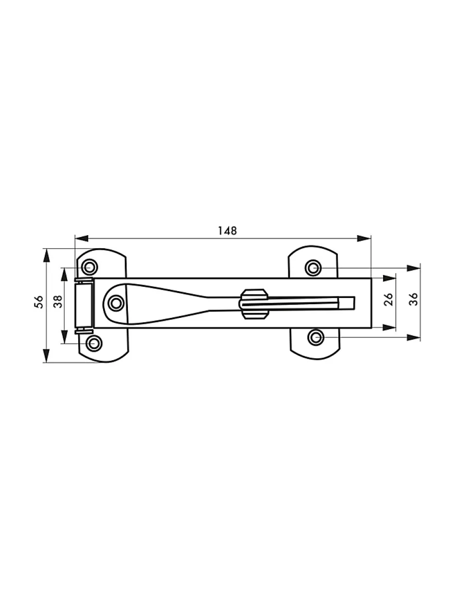 Entrebailleur pour porte d'entrée, taquet d'arrêt, 148mm, chromé --Thirard