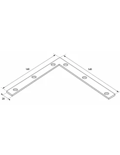 Equerre de fenêtre pour porte, 140x140x20mm, bouts carrés, acier zingué -^Thirard Clearance