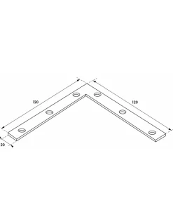 Equerre de fenêtre pour porte, 120x120x20mm, bouts carrés, acier zingué -^Thirard Clearance