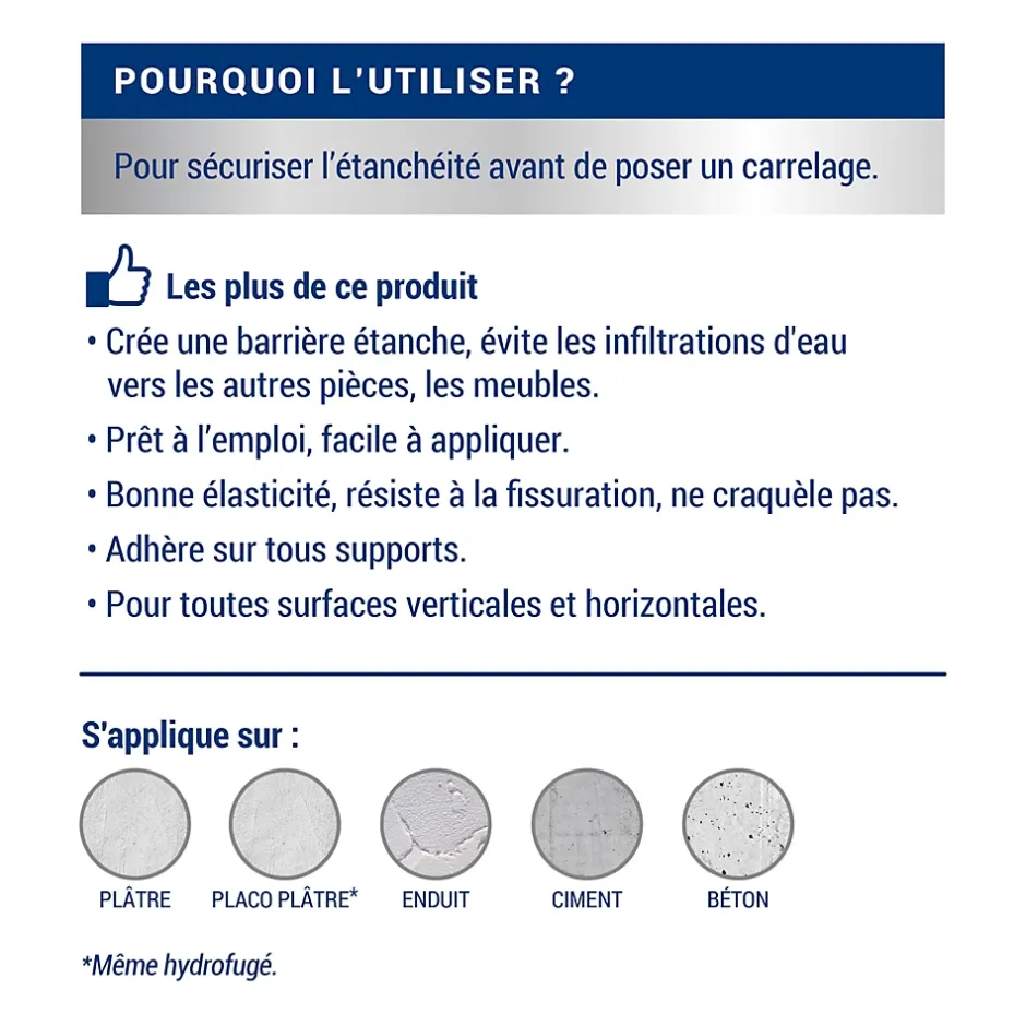 Etanchéité avant carrelage intérieur mat 0,75L^Ripolin Online
