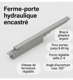 Ferme porte hydraulique encastré et Reversible DOM Insert 7500 bras glissière EN2 à EN4 80kg^Autres Sale