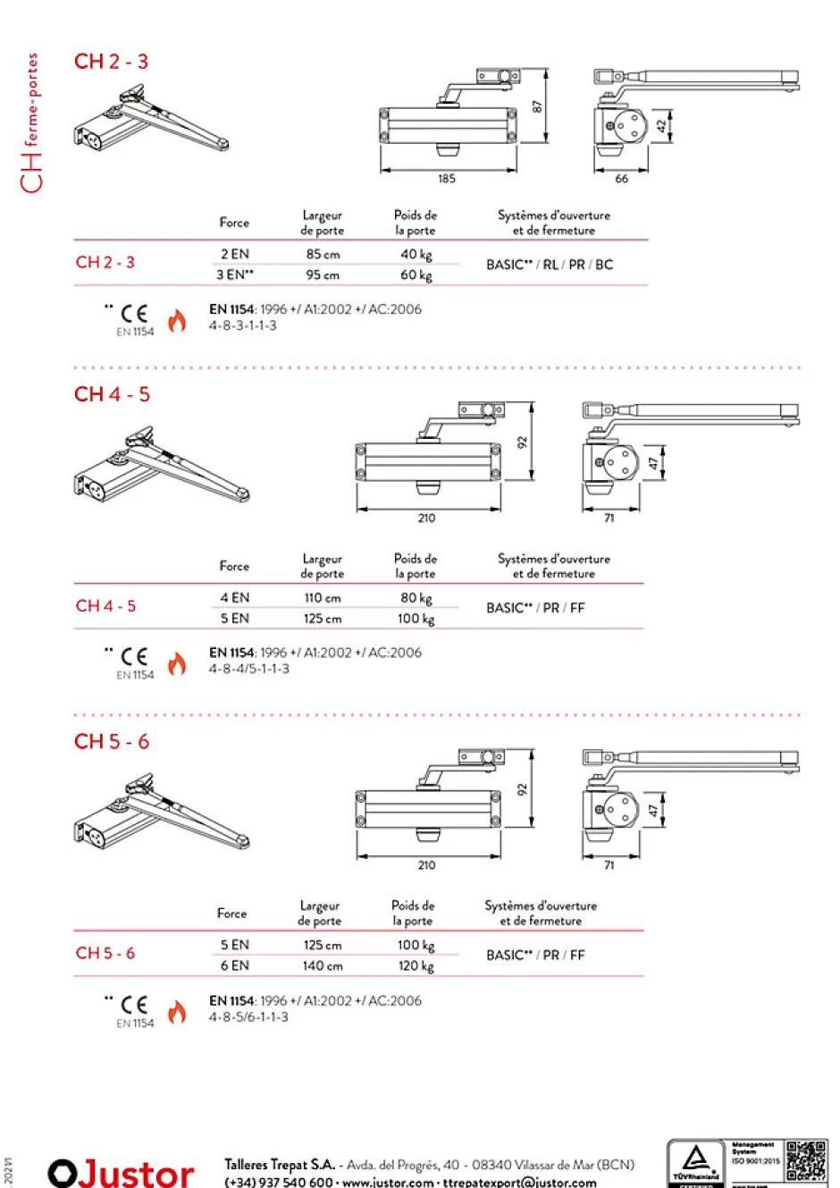 Ferme portes haute performance premium, Force réglable de 4 à 5, corps en Aluminium argent.^Hardwarexchange Best