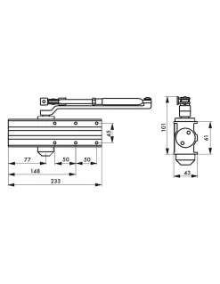 Ferme-porte automatique hydraulique Design force 3, bras coulissant, noir -^Thirard New