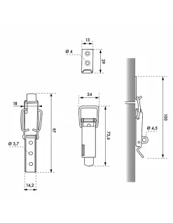 Fermeture à levier avec crochet cadenassable, acier zingué, H.44mm --Thirard New
