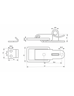 Fermeture à levier avec crochet cadenassable, acier, H.54mm, zingué -^Thirard Discount