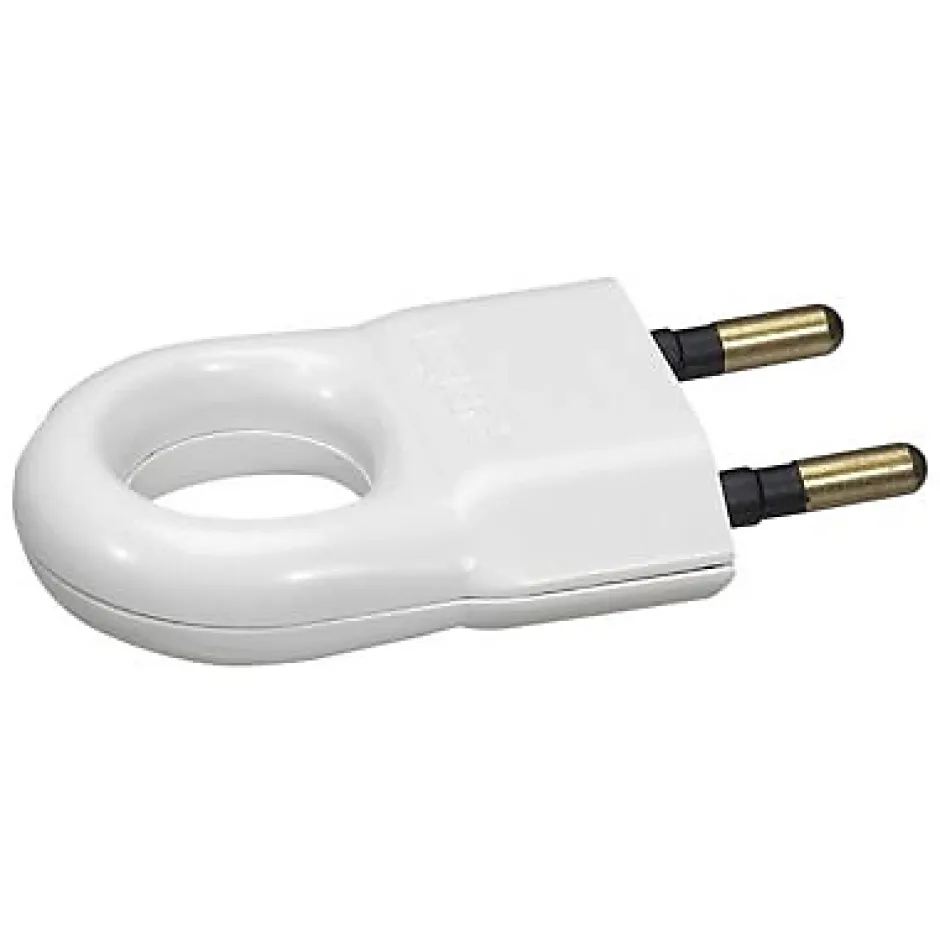 Fiche mâle 6A 2 P+T blanc avec anneau-Legrand New