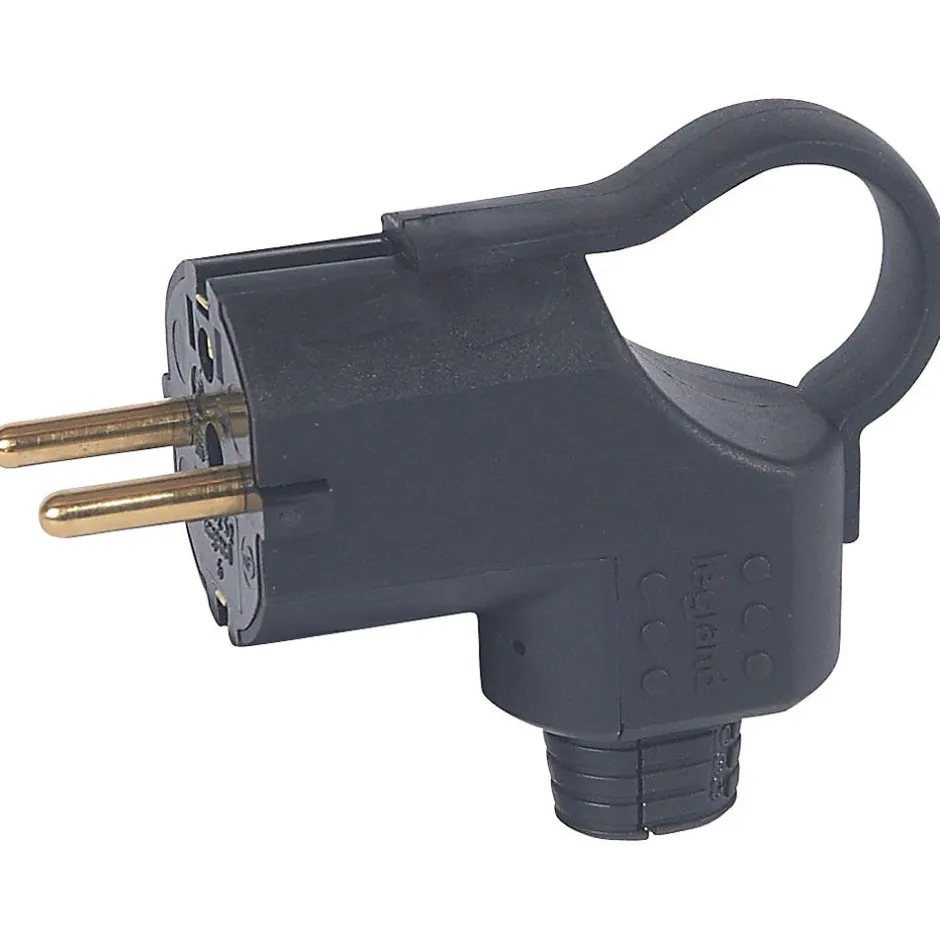 Fiche mâle caoutchouc coudée 16A 2P+T-Legrand