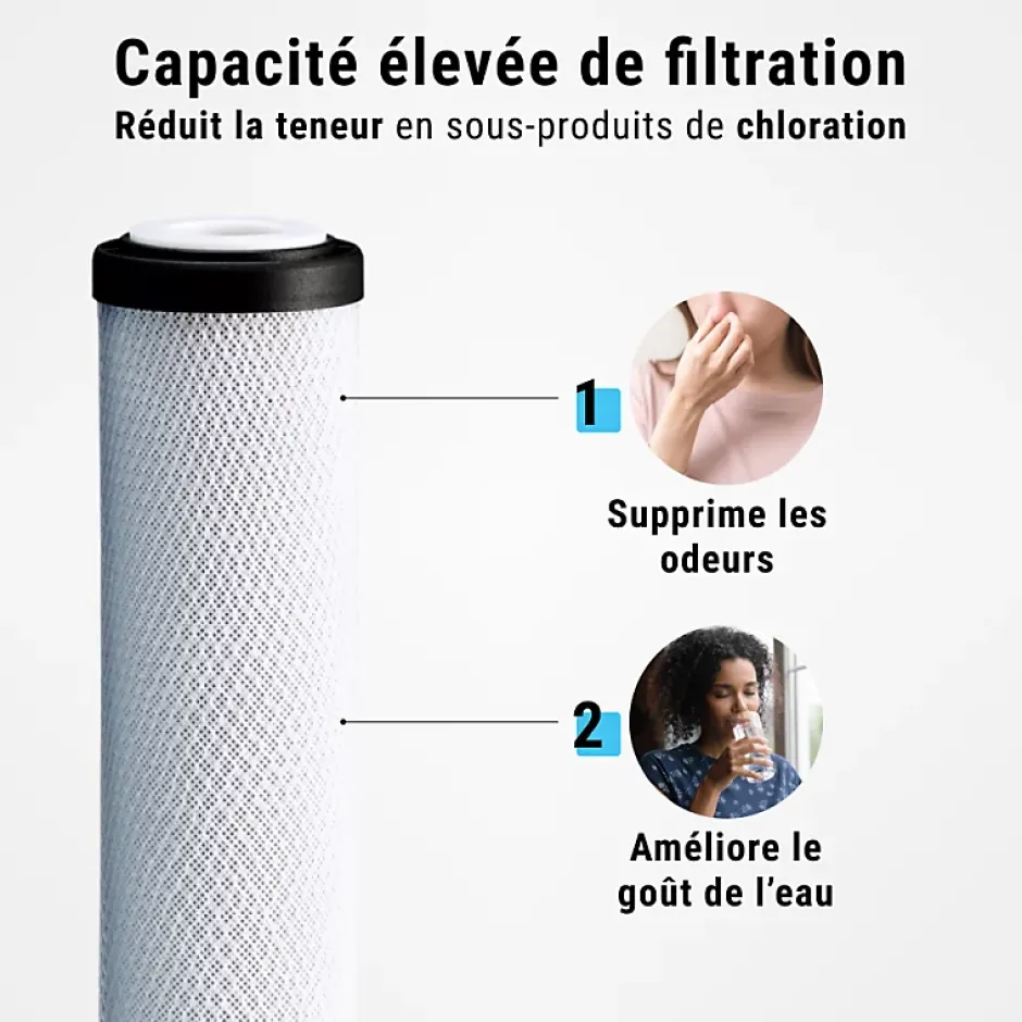 Filtre à eau double 9' 3/4 + pack anti sédiments et odeurs filtration sous évier connexion 3/4'-Sinea Clearance
