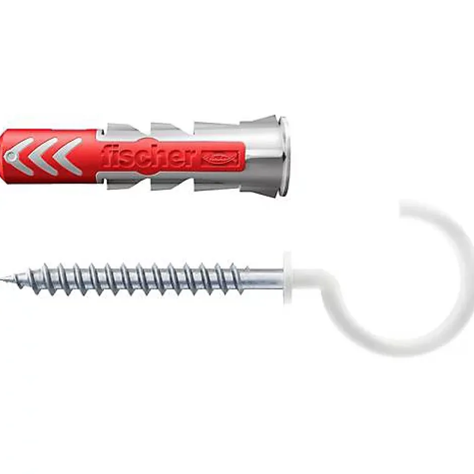 fischer DuoPower 535482 - Chevilles bimatière 8 x 40 mm avec crochets ronds (4 pièces)-O91