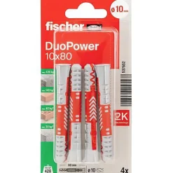 Fischer DuoPower 10 x 80 mm - 4 chevilles nylon universelles pour matériaux creux et pleins-O91 Outlet