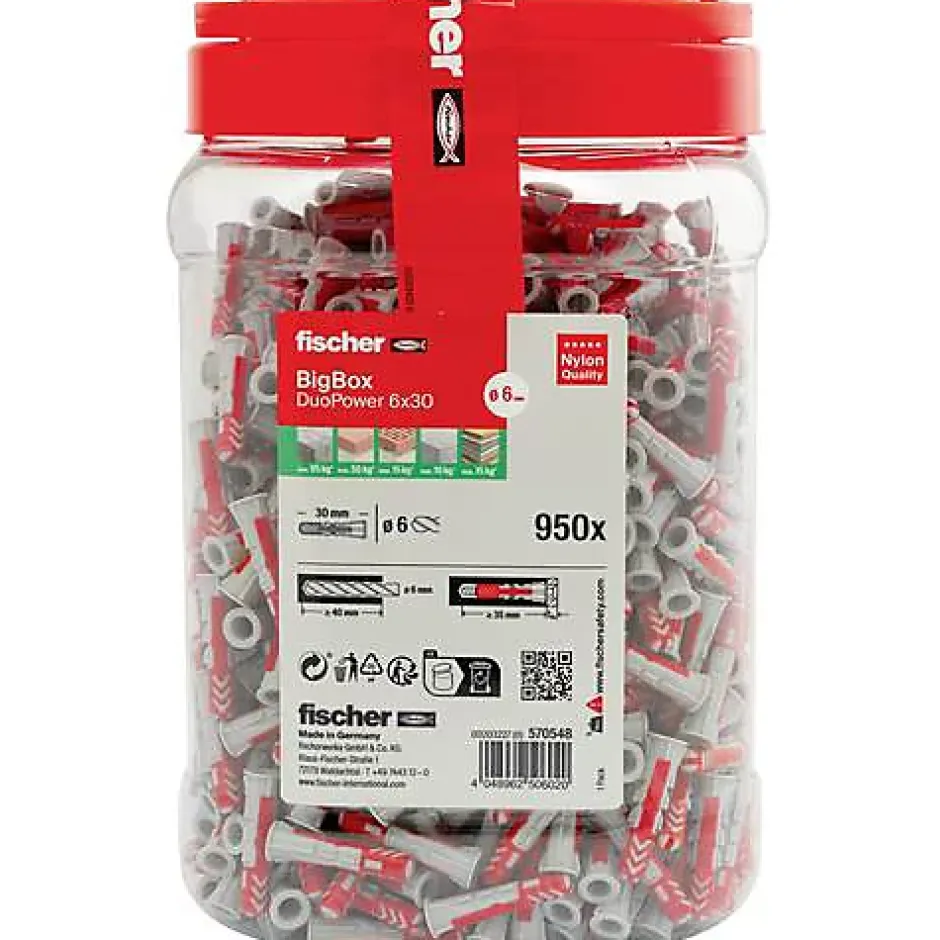 fischer DuoPower BigBox 6 x 30 mm - Set de 950 chevilles universelles Polyamide-O91 Sale