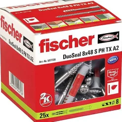 Fischer DuoSeal cheville 8 x 48 mm, inox, 25 pcs - étanchéité pour zones humides^O91 Outlet