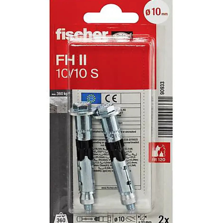 Fischer FH II 10/10 S K NV Cheville haute performance 10 mm, lot de 2^O91 Hot