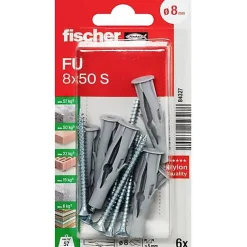 Fischer FU 8 x 50 S - Chevilles universelles en nylon avec vis, set 6 pièces^O91 New