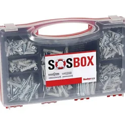 Fischer SOSBOX S kit de chevilles et vis triées 150 pièces - boîtier plastique transparent pour atelier et chantier-O91 Outlet