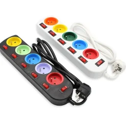 - Lot de 2 blocs multiprises colorées - Interrupteurs individuels - Câble 1,5 m - 16A - ABS robuste - NF^Fishtec Online