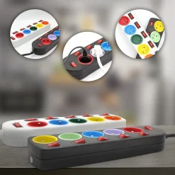 - Lot de 2 blocs multiprises colorées - Interrupteurs individuels - Câble 1,5 m - 16A - ABS robuste - NF^Fishtec Online