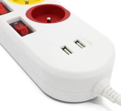 - Multiprise Trio Color - 3 prises avec interrupteurs + 2 ports USB - Câble 1,8 m - 3680W - ABS robuste^Fishtec Discount