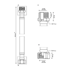 Flexible d'alimentation Mâle/Femelle 12x17 longueur 15 cm^Flomasta Clearance