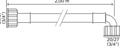 Flexible d'alimentation pour machine à laver raccords droits F-F coudé 3/4", L. 2m^Somatherm for you