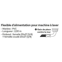 Flexible d'alimentation pour machine a laver - NOVOBAIN - 2 m-Generic Online