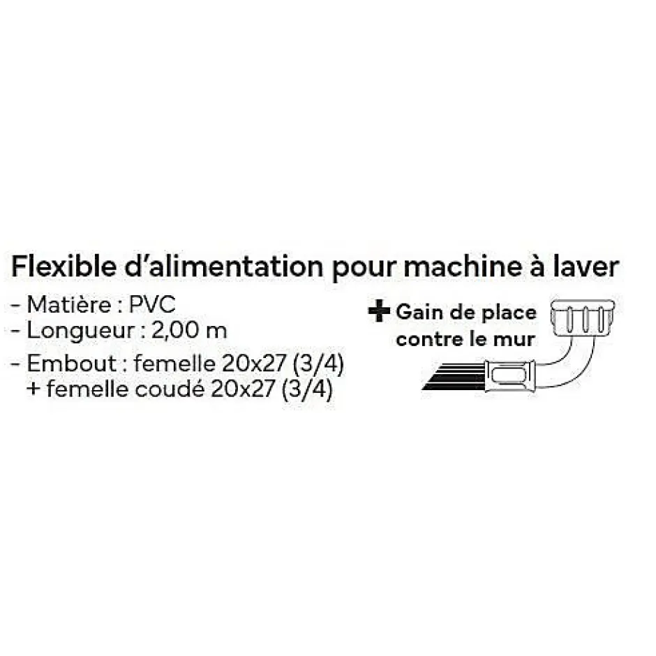 Flexible d'alimentation pour machine a laver - NOVOBAIN - 2 m-Generic Online