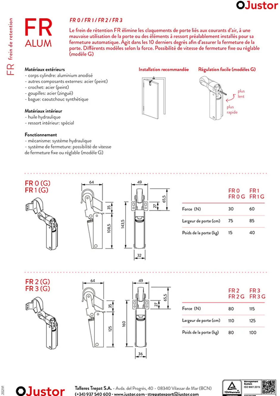 Frein de rétention force 60 N en aluminium anodisé or pour porte jusquà 40 KG-Hardwarexchange Best