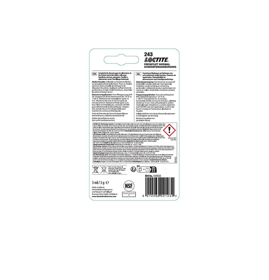 Frein filet 243 flacon 5ml pour métal-Loctite Best